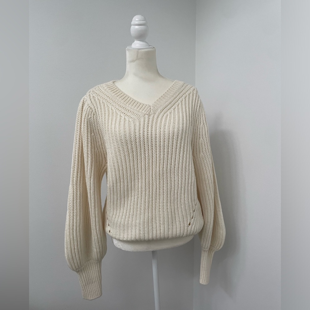 Anthropologie Cream V-Neck Sweater